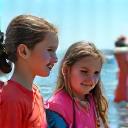 Children learning about marine life at a coastal education center