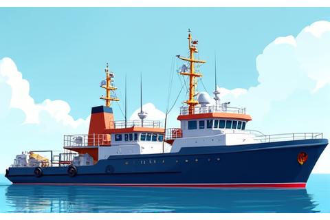 Diagram or illustration showing a fishing vessel before and after outfitting with new deepwater equipment, highlighting improved capacity.